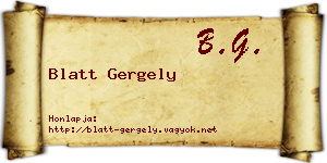 Blatt Gergely névjegykártya